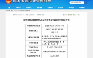 涉一项违规，永诚财险山西分公司合计被罚40万元