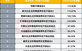 9.24以来哪些基金猛涨？4只净值反弹超100%，北交所成“财富**
”