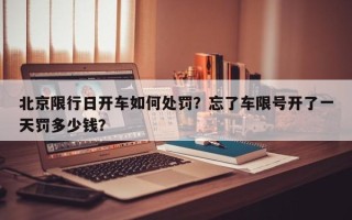 北京限行日开车如何处罚？忘了车限号开了一天罚多少钱？