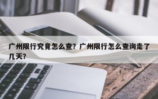 广州限行究竟怎么查？广州限行怎么查询走了几天？