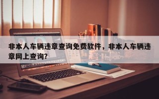 非本人车辆违章查询免费软件，非本人车辆违章网上查询？