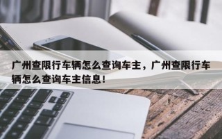 广州查限行车辆怎么查询车主，广州查限行车辆怎么查询车主信息！